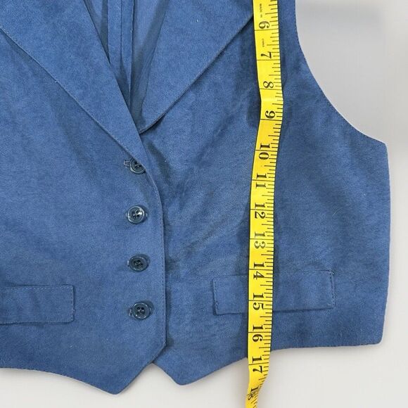 Vintage LF Petite Leslie Fay Blue Button Front Vest Women’s Size 10P Made in USA - Picture 8 of 8